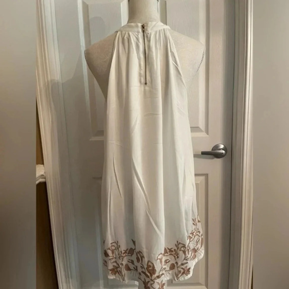 Pol Womens Blouse White Sleeveless With bottom Embroidered Boho halter neck line - Picture 4 of 14